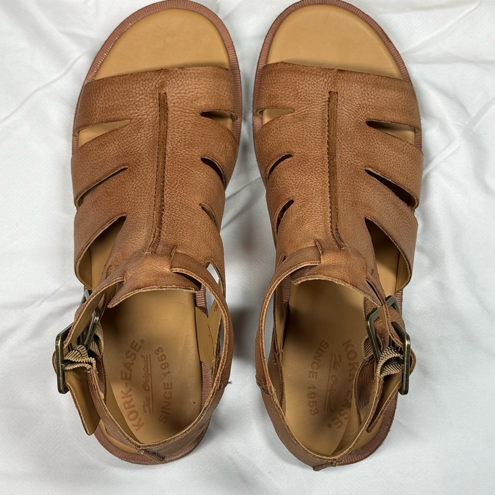 Kork-Ease Baltea Tan Leather Sandals, EUC Comfortable Strappy Buckles Women’s 10 - Picture 6 of 13